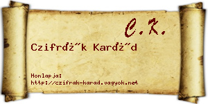 Czifrák Karád névjegykártya